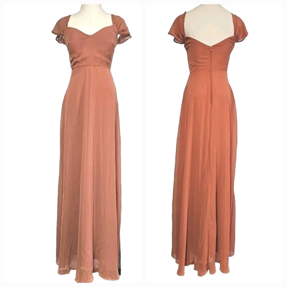 Birds Grey Spence Convertible Sleeve Bridesmaid Prom Peach Small Maxi Dress